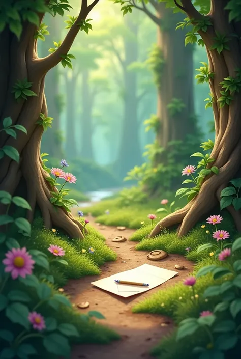  hide a pen, a sheet and an envelope in a forest, Create an activity for ren 