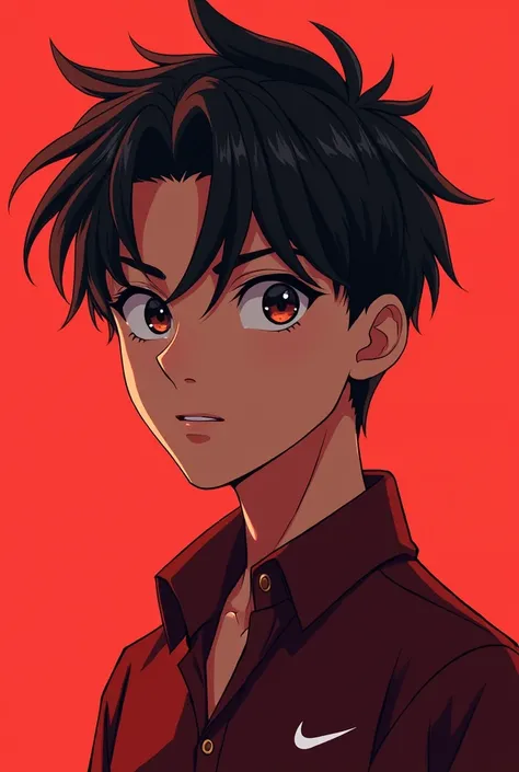 Male cartoon character  , Red set, Nike , Anime style,  Detailed facial features , Beautiful eyes,   high-detail portrait,  Movie Lighting , Warm tones,  digital drawing, Hyperreal, 8k,  masterpiece ,  realistic style 