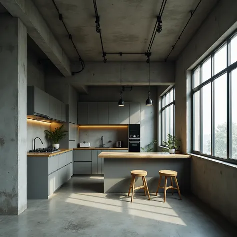  interior of a social interest apartment in gray work, specifically industrialized system , Located in Colombia