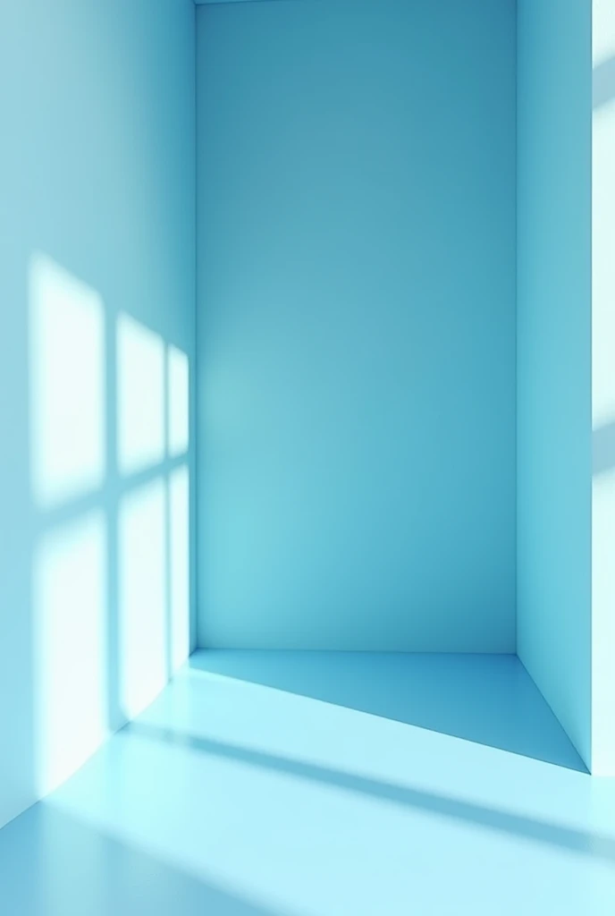 Create a light blue 3-walled room decorated with vinyl