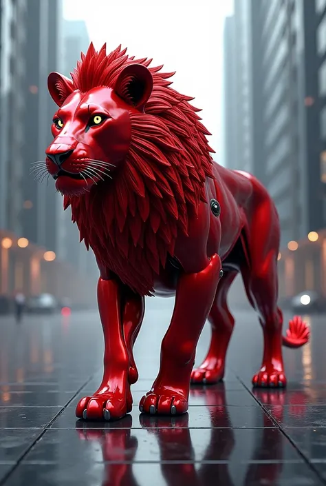 "Now create an image of a hybrid between a lion and a red Lamborghini, using "