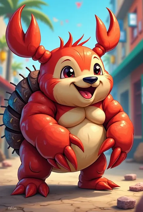 Combine Crayfish and big muscular dog,  chibby, philippines flag color, cute