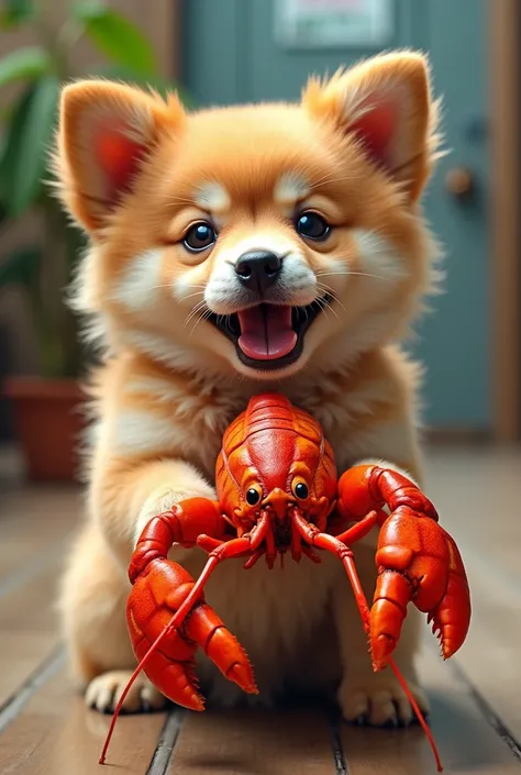 Combine Crayfish and dog,  chibby, philippines flag color, cute