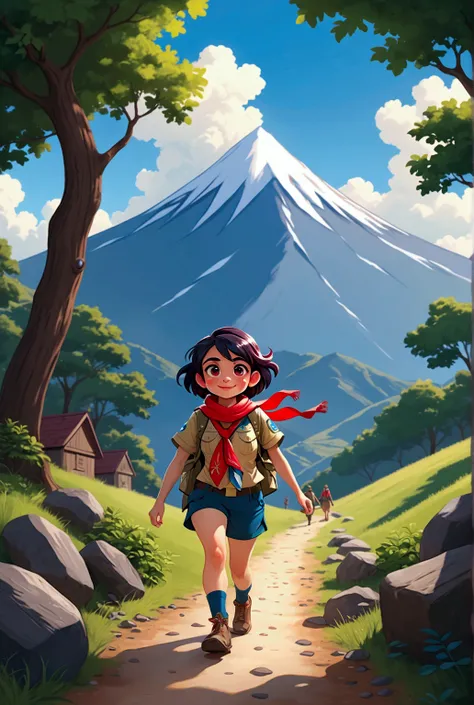  That morning , kayla,  a  girl ,  eagerly following the activities of the Scout camp at the foot of Mount Salak .  She was dressed in a scout uniform complete with a red scarf around her neck .  With her friends ,  she began the journey to the last post i...