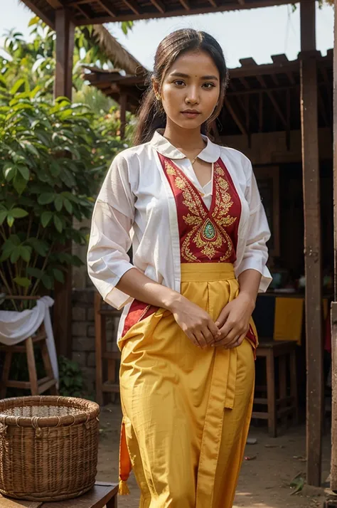 Beautiful woman, rakhine ethnicity, 23 years, cultural clothing of Myanmar 