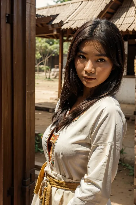 Beautiful woman, karen ethnicity, 25 years, cultural clothing of Myanmar 