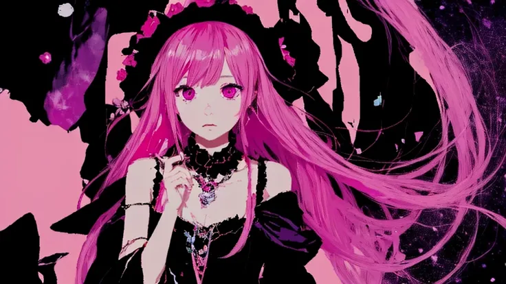 gem,There is a girl with pink hair and a black dress,Dark Psychedelica 