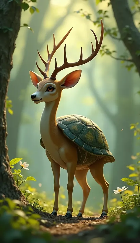 Give me a Deer and Turtle hybrid picture prompt
