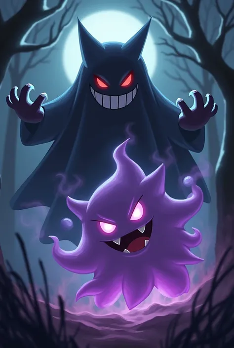 I need an image of Gengar, Haunter and Gastly 