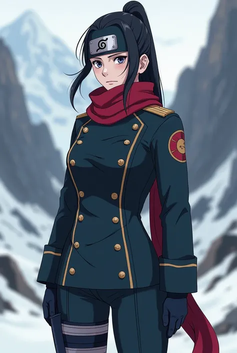  Create a joint uniform of the Russian army and Konoha.Use Hinata as the model of the uniforms 
