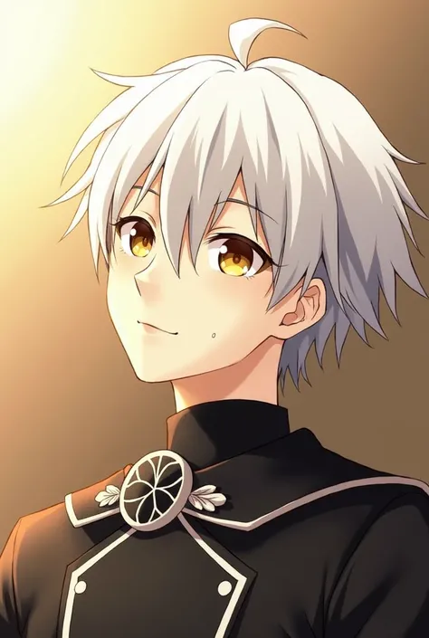  with a honey shade that reflects in the sun . appearance:
 Haruto has pure white hair ,  with light shades silver lights that shine with light ,  falling softly on his forehead and the sides of his face ,  framing their eyes in a warm and deep brown ,  al...