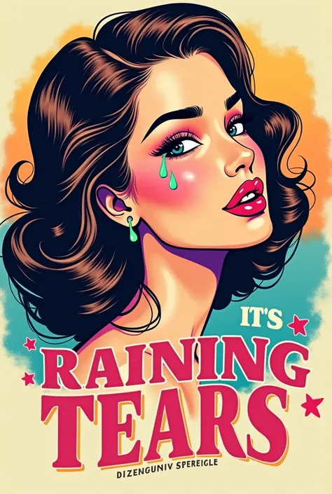  Image: A vibrant, retro-style illustration of a beautiful womans face. The style should evoke the bold colors and graphic lines typical of retro art, perhaps reminiscent of the 1960s or 70s. Consider using a color palette that includes bright pinks, blues...