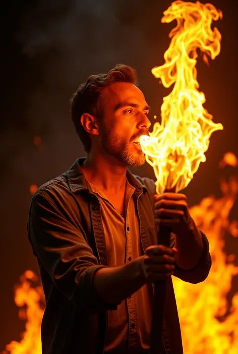 A man eating fire 