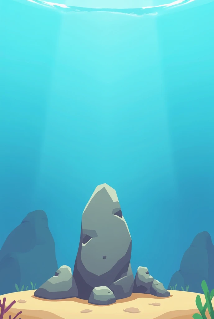  Rock template for my game in 2d so that i can place it in my coding 
It should be verticle straight and not that much realistic make it like a template or sticker make it cartoon type like the underwater background theme make it 2D and sticker type plz