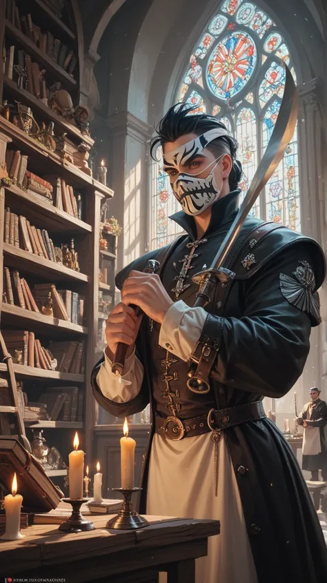  The legacy of the Black Death :
" A medieval doctor wearing a beaked mask treating a patient ,  surrounded by old books and tools from the time .  The candle-lit scene ,  with an air of scientific discovery and hope in the midst of tragedy."