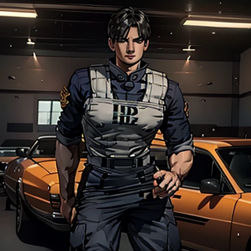 (  very detailed CG), (  best quality ), (  very detailed CG), (  best quality ), (. Kennedy), (Overall view) SWAT Clothing, Beautiful and attractive young man,  toned muscles, Large breasts, Having an erection,  has a bulging crotch