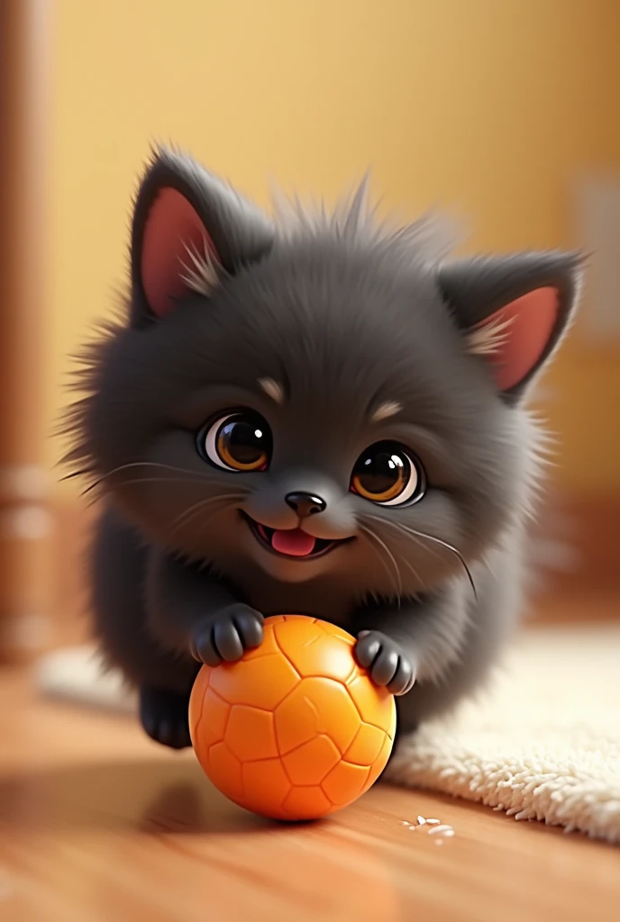  A pet pic who is playing with ball..yhe pet is teahungs pet yeontan