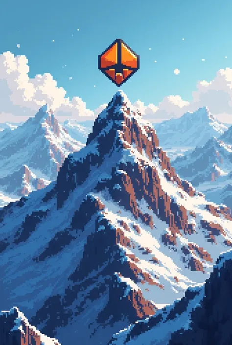 Place the pixel logo on top of the mountain