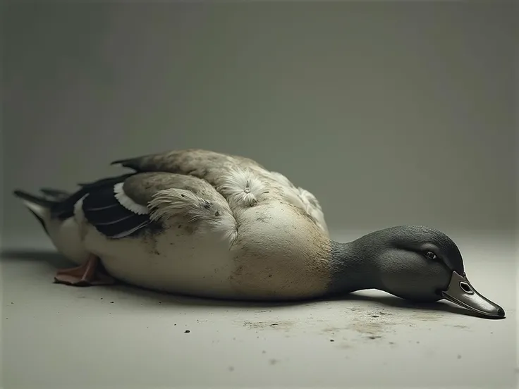 Create a cast image of a dead duck 