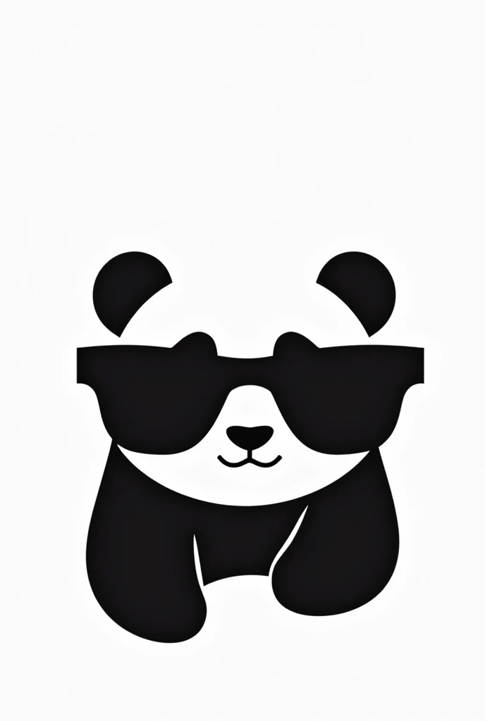 Create me a black and white logo that has a panda bear with large black sunglasses that is minimalist 