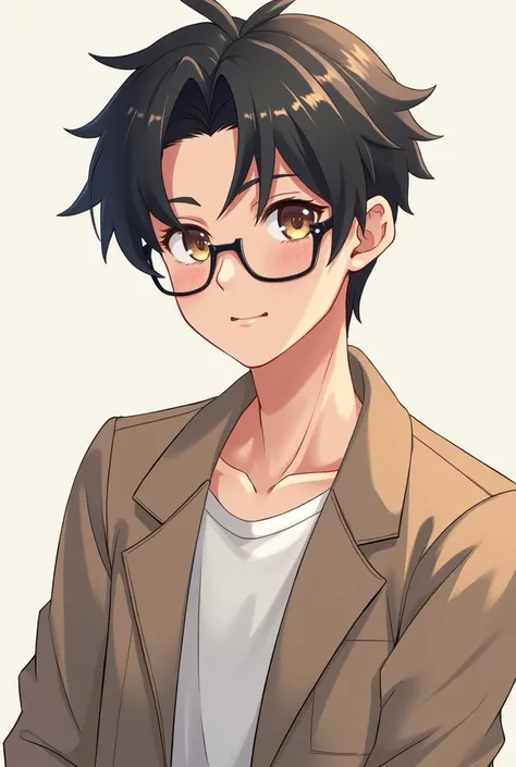 Anime boy wearing a jacket and glasses no bg