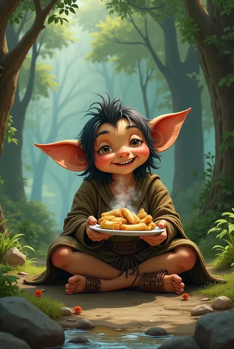 Esmigol from the lord of the rings eating lumpia 