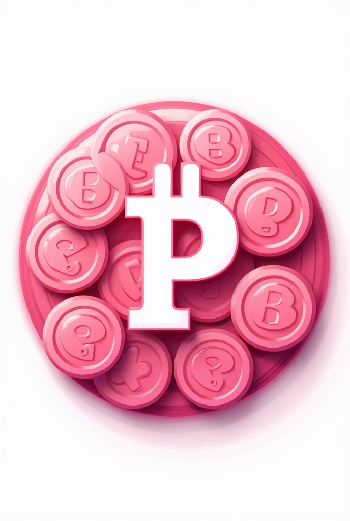 Make a round logo of pink coins with “P” written on it