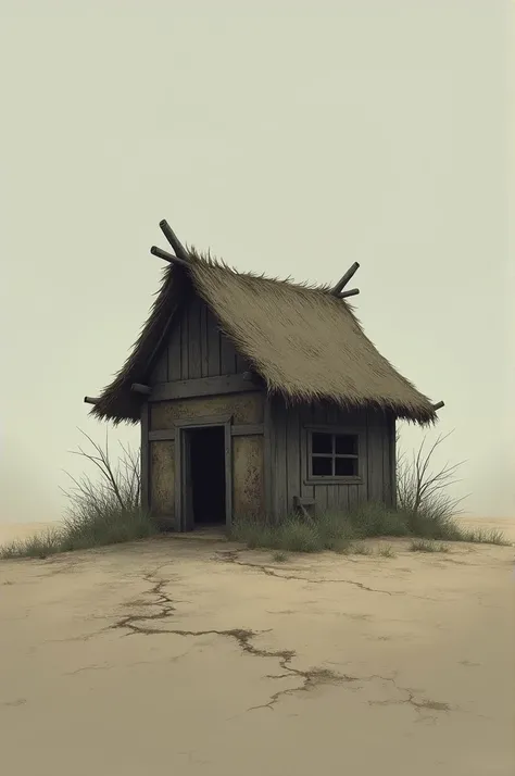 A destroyed hut simple background 