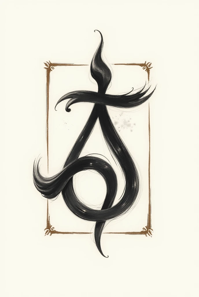  Letter A and letter T combined for a slightly more elaborate tattoo logo based on the Arabic script, made with a brush and that occupies a rectangular space  