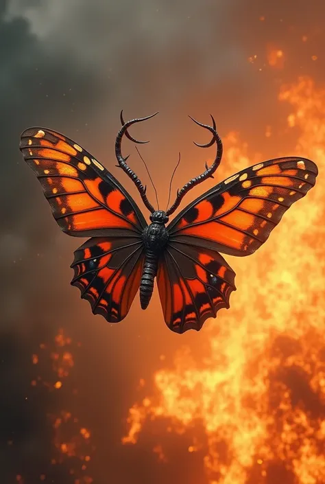 RHINOCEROS BUTTERFLY ESCAPES DEAD FROM FLAMES