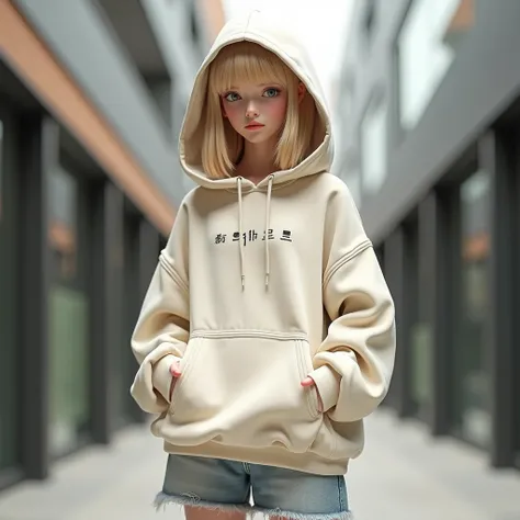 Fashionable　Korea　Hoodie　Cute big hood　a blond