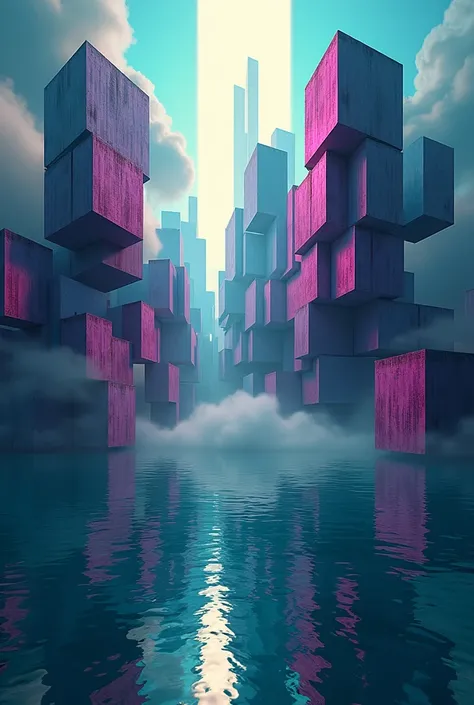 Create an optical illusion titled "The Floating City":

An abstract cityscape featuring a variety of geometric shapes (fractured cubes, multi-faceted pyramids) that blend into each other.
Structures appear to defy gravity, with buildings stacked at unusual...