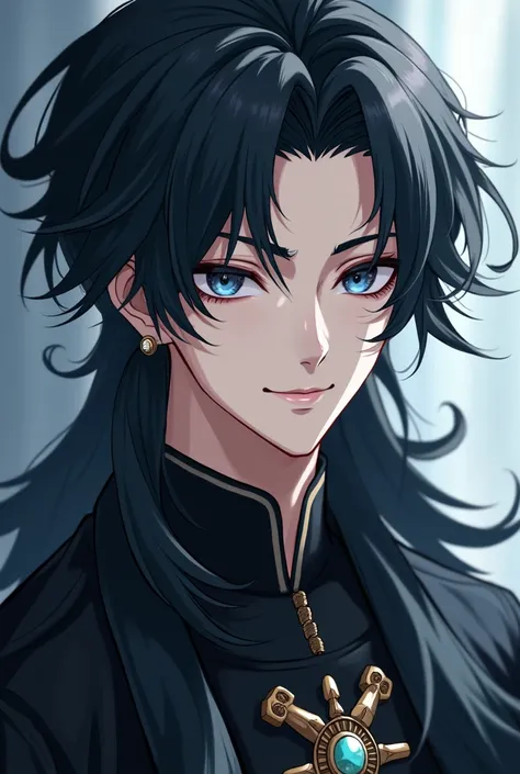 ， Close-up of man wearing black jacket with long hair,  Beautiful Yinyang Prince , Slim Neutral Prince ,  Handsome man in demon blade style , anime handsome guy, Black Golden Yao ,  Anime Portrait of Handsome Man,  Handsome Japanese demon boy , Cai Xukun, ...