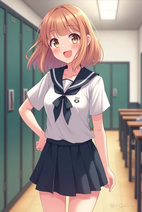 woman wearing a cute school uniform and named Ash