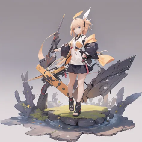 full body close-up of four different images of woman with sword, android jones 的concept art,  popular on pixiv , concept art, ss...