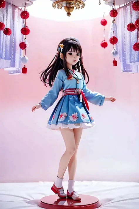  best quality、masterpiece、 super detailed、 girl１name、Young ren、Chinese style、 illuminated by the autumn sun、In the flower field、Chinese clothing、butterfly、 chrysanthemum flower in the hair 、 red bellflower 、 blue bellflower 、Hanfu、Red jacket、 Long Sleeve 、...