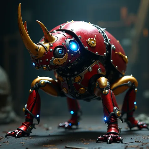 A real Japanese rhinoceros beetle with Ironman costume