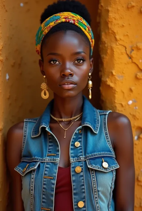 Ghanaian Woman in denim vest 