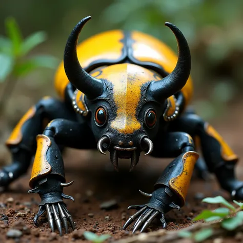 A real Japanese rhinoceros beetle with wolverine costume