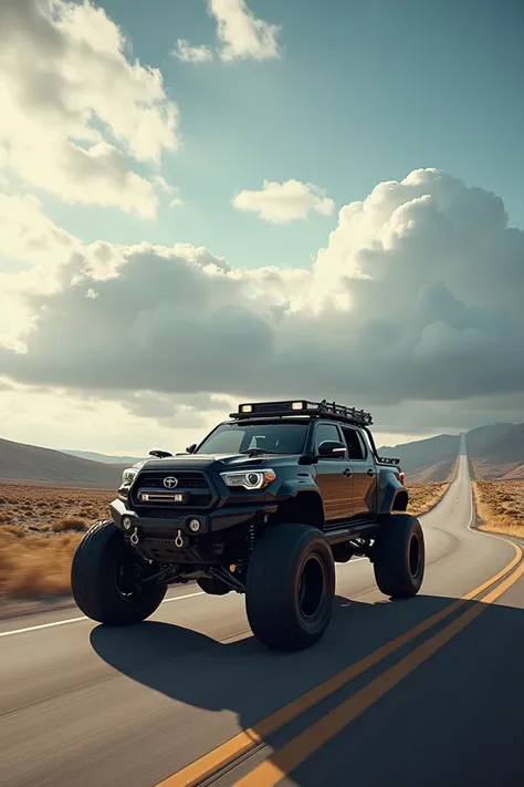 Off-road car on the highway