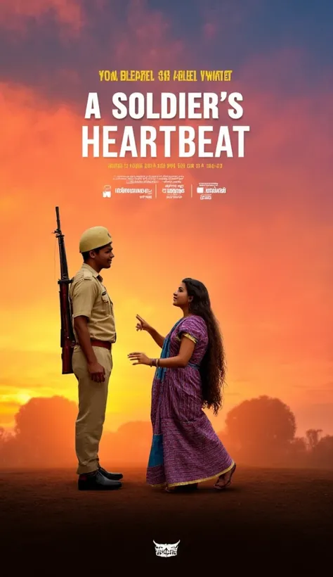 
Prompt:
"A captivating YouTube thumbnail design featuring an Indian soldier in uniform standing with pride and a rifle slung over his shoulder, next to a beautiful young woman in traditional Indian attire, symbolizing love and support. The title A Soldier...