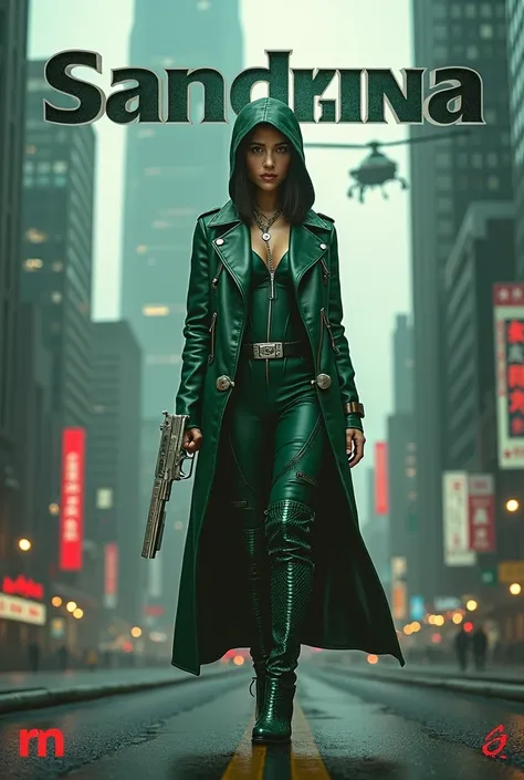 Prompt

A cinematic shot of a cyberpunk thriller with Sandrina Yousan. She is standing in a bustling metropolitan atmosphere with magnificent skyscrapers. She is wearing dark green latex clothing and long, crocodile-patterned boots. Sandrina is holding a l...