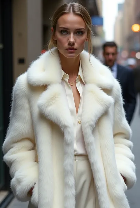 a white fur coat