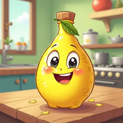 Cartoon lemon bottle