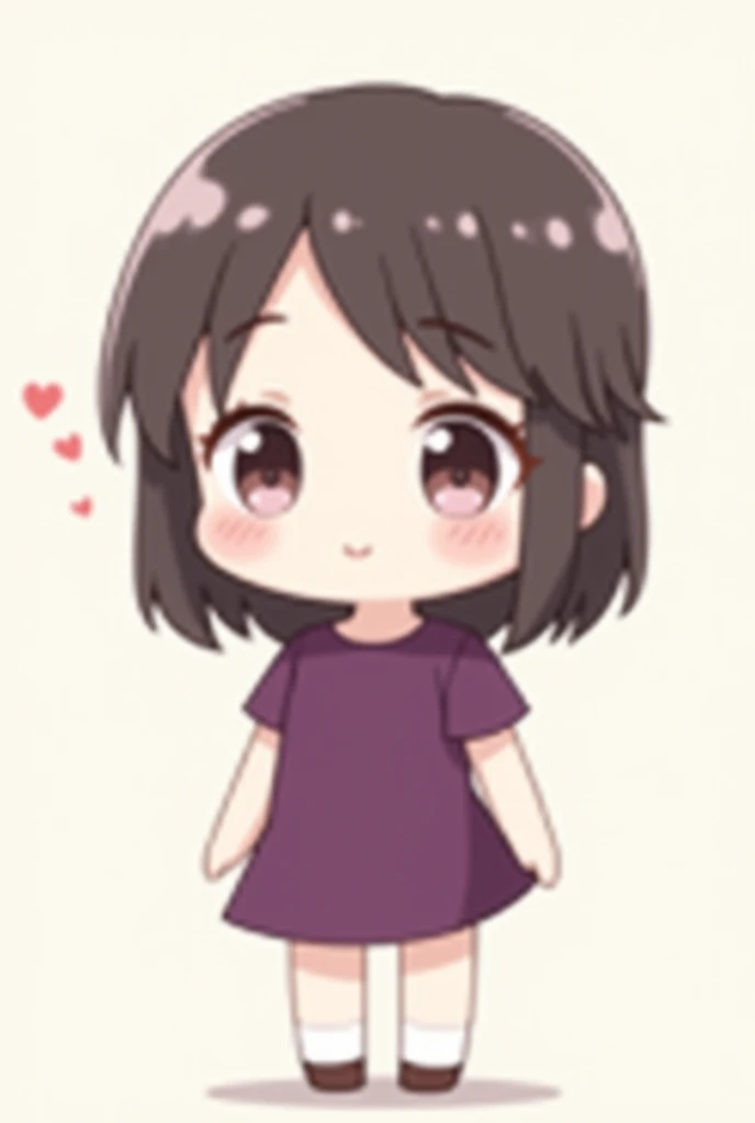 eggplant,chibi-style, cute girl, onepice, no background, no text,1人の女の子, 