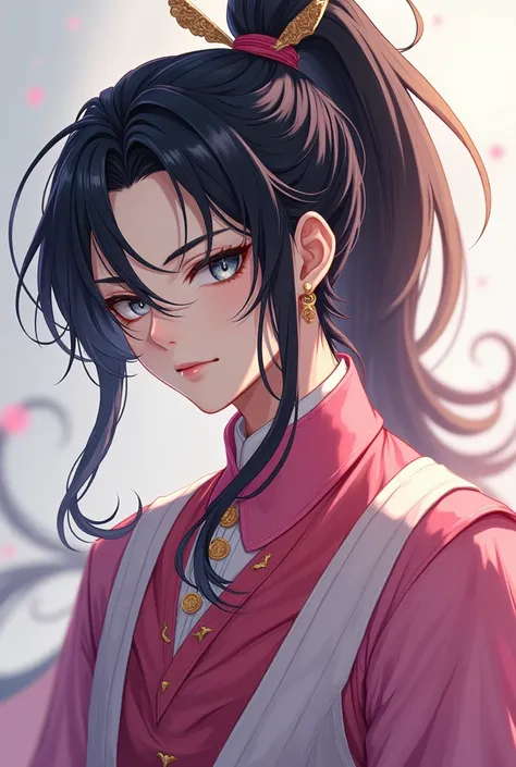 Anime - Stylish image of a 25-year-old teenager wearing moonbow and pink collared Chantilly, Character Portrait Inspired by Sekao Students , Pixiv, new painting, Black Golden Yao , Zhao Yun, Liulian Art Style , Xianxia, Xianxia hero,  Handsome man in Demon...