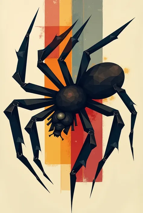 Cubism art about spiders but with shading and 4 colors only 
