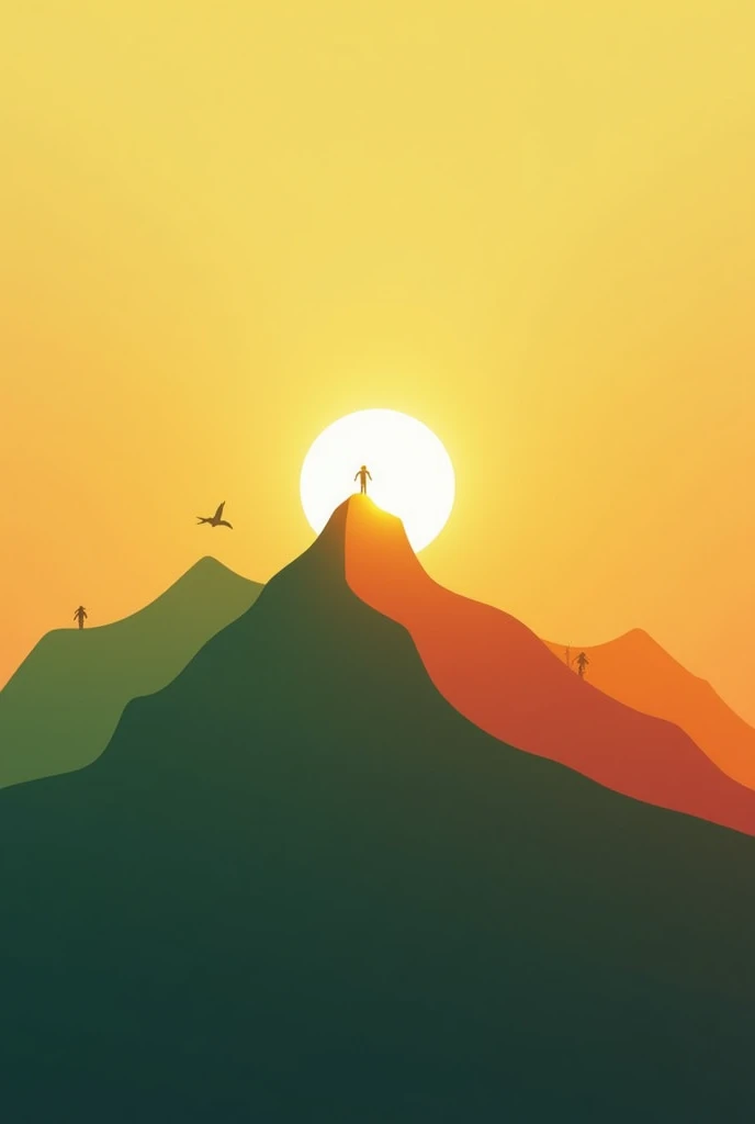  The minimalistic cover for the “Growth Point” channel :  in the center is an image of a mountain with sunlight ,  symbolizing the movement towards success .  Against the background, soft transitions from green to orange ,  emphasizing energy and growth . ...