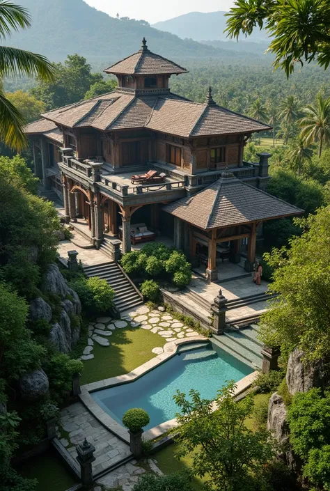 a mansion in Bali, a mysterious mansion that is also a hotel, 