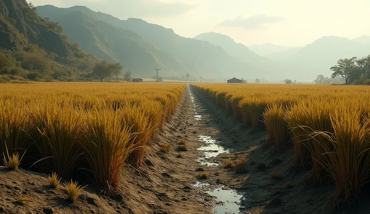 Rice fields in ancient India that dried up without water due to death